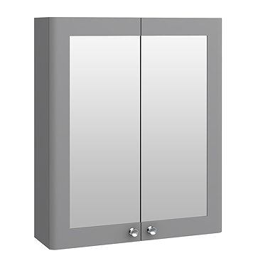 Roxbury Traditional 600mm Satin Grey Mirror Cabinet with Chrome Handles