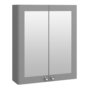 Roxbury Traditional 600mm Satin Grey Mirror Cabinet with Chrome Handles