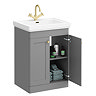Roxbury Traditional 600mm Satin Grey Vanity Unit - Floor Standing 2 Door Unit with Brushed Brass Handles