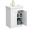 Roxbury Traditional 600mm Satin White Vanity Unit - Floor Standing 2 Door Unit with Brushed Brass Handles