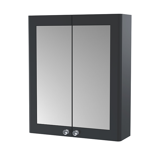 Roxbury Traditional 600mm Satin Anthracite Mirror Cabinet with Chrome Handles