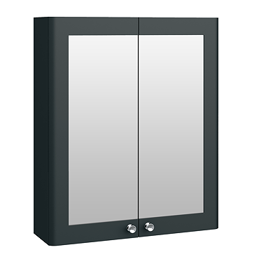 Roxbury Traditional 600mm Satin Anthracite Mirror Cabinet with Chrome Handles