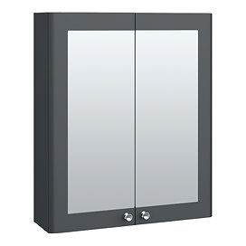 Roxbury Traditional 600mm Satin Anthracite Mirror Cabinet with Chrome Handles