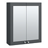 Roxbury Traditional 600mm Satin Anthracite Mirror Cabinet with Chrome Handles