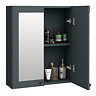 Roxbury Traditional 600mm Satin Anthracite Mirror Cabinet with Matt Black Handles