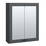 Roxbury Traditional 600mm Satin Anthracite Mirror Cabinet with Matt Black Handles