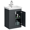 Roxbury Traditional 600mm Satin Anthracite Vanity Unit - Floor Standing 2 Door Unit with Chrome Handles