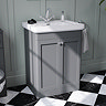 Roxbury Traditional 600mm Satin Anthracite Vanity Unit - Floor Standing 2 Door Unit with Chrome Handles