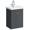 Roxbury Traditional 600mm Satin Anthracite Vanity Unit - Floor Standing 2 Door Unit with Chrome Handles
