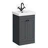 Roxbury Traditional 600mm Satin Anthracite Vanity Unit - Floor Standing 2 Door Unit with Matt Black Handles