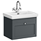 Roxbury Traditional 600mm Satin Anthracite Vanity Unit - Wall Hung Single Drawer Unit with Chrome Handle