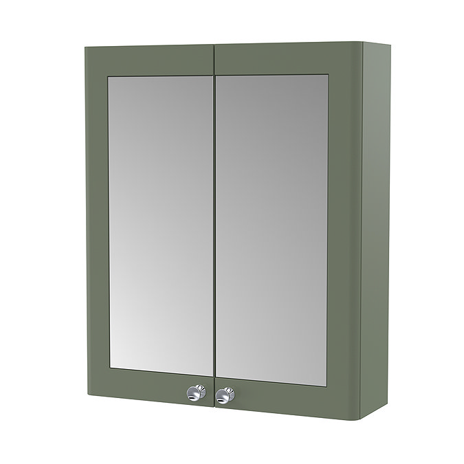 Roxbury Traditional 600mm Satin Green Mirror Cabinet with Chrome Handles