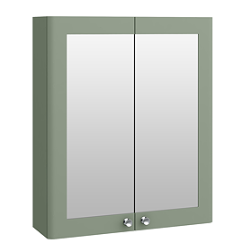 Roxbury Traditional 600mm Satin Green Mirror Cabinet with Chrome Handles