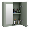 Roxbury Traditional 600mm Satin Green Mirror Cabinet with Matt Black Handles
