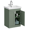 Roxbury Traditional 600mm Satin Green Vanity Unit - Floor Standing 2 Door Unit with Chrome Handles