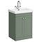 Roxbury Traditional 600mm Satin Green Vanity Unit - Floor Standing 2 Door Unit with Chrome Handles