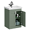 Roxbury Traditional 600mm Satin Green Vanity Unit - Floor Standing 2 Door Unit with Matt Black Handles
