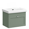 Roxbury Traditional 600mm Satin Green Vanity Unit - Wall Hung Single Drawer Unit with Chrome Handle
