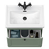 Roxbury Traditional 600mm Satin Green Vanity Unit - Wall Hung Single Drawer Unit with Matt Black Handle