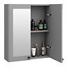 Roxbury Traditional 600mm Satin Grey Mirror Cabinet with Matt Black Handles