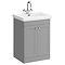 Roxbury Traditional 600mm Satin Grey Vanity Unit - Floor Standing 2 Door Unit with Chrome Handles