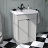 Roxbury Traditional 600mm Satin Grey Vanity Unit - Floor Standing 2 Door Unit with Matt Black Handles