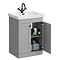 Roxbury Traditional 600mm Satin Grey Vanity Unit - Floor Standing 2 Door Unit with Matt Black Handles