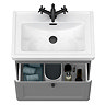 Roxbury Traditional 600mm Satin Grey Vanity Unit - Wall Hung Single Drawer Unit with Matt Black Handle