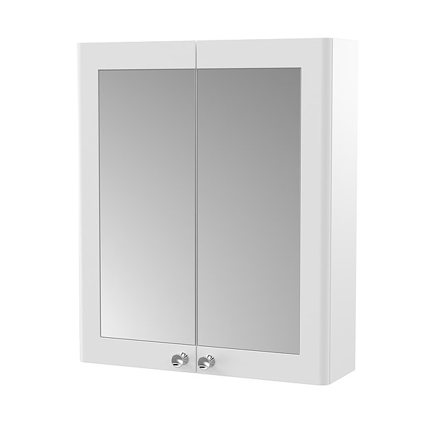 Roxbury Traditional 600mm Satin White Mirror with Chrome Handles
