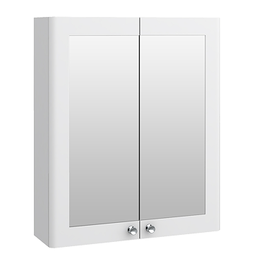 Roxbury Traditional 600mm Satin White Mirror Cabinet with Chrome Handles