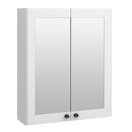 Roxbury Traditional 600mm Satin White Mirror Cabinet with Matt Black Handles