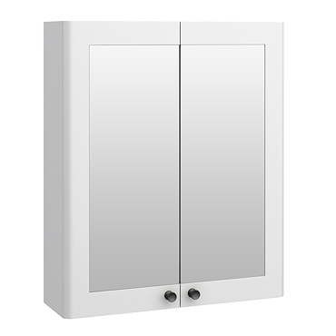 Roxbury Traditional 600mm Satin White Mirror Cabinet with Matt Black Handles