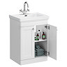 Roxbury Traditional 600mm Satin White Vanity Unit - Floor Standing 2 Door Unit with Chrome Handles
