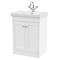 Roxbury Traditional 600mm Satin White Vanity Unit - Floor Standing 2 Door Unit with Chrome Handles