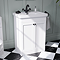 Roxbury Traditional 600mm Satin White Vanity Unit - Floor Standing 2 Door Unit with Matt Black Handles