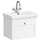 Roxbury Traditional 600mm Satin White Vanity Unit - Wall Hung Single Drawer Unit with Chrome Handle