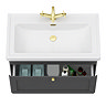 Roxbury Traditional 800mm Satin Anthracite Vanity Unit - Wall Hung Single Drawer Unit with Brushed Brass Handle