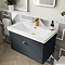 Roxbury Traditional 800mm Satin Anthracite Vanity Unit - Wall Hung Single Drawer Unit with Brushed Brass Handle 1 Tap Hole