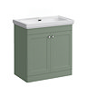 Roxbury Traditional 800mm Satin Green Vanity Unit - Floor Standing 2 Door Unit with Chrome Handles 0 Tap Hole