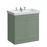 Roxbury Traditional 800mm Satin Green Vanity Unit - Floor Standing 2 Door Unit with Chrome Handles 3 Tap Hole