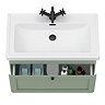 Roxbury Traditional 800mm Satin Green Vanity Unit - Wall Hung Single Drawer Unit with Matt Black Handle