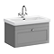 Roxbury Traditional 800mm Satin Grey Vanity Unit - Wall Hung Single Drawer Unit with Chrome Handle 