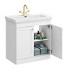 Roxbury Traditional 800mm Satin White Vanity Unit - Floor Standing 2 Door Unit with Brushed Brass Handles