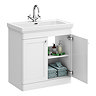 Roxbury Traditional 800mm Satin White Vanity Unit - Floor Standing 2 Door Unit with Chrome Handles