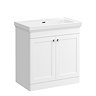 Roxbury Traditional 800mm Satin White Vanity Unit - Floor Standing 2 Door Unit with Chrome Handles 0 Tap Hole
