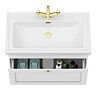 Roxbury Traditional 800mm Satin White Vanity Unit - Wall Hung Single Drawer Unit with Brushed Brass Handle