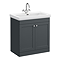 Roxbury Traditional 800mm Satin Anthracite Vanity Unit - Floor Standing 2-Door Unit with Chrome Handles