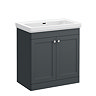 Roxbury Traditional 800mm Satin Anthracite Vanity Unit - Floor Standing 2-Door Unit with Chrome Handles
