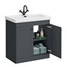 Roxbury Traditional 800mm Satin Anthracite Vanity Unit - Floor Standing 2 Door Unit with Matt Black Handles