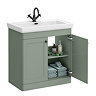 Roxbury Traditional 800mm Satin Green Vanity Unit - Floor Standing 2 Door Unit with Matt Black Handles